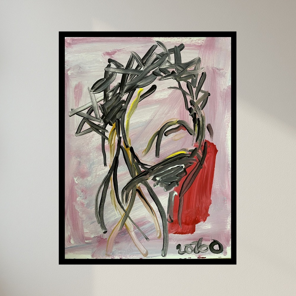 O  11x14 Jesus Christ Portrait Oil Painting Abstract Expressionist Religious Art